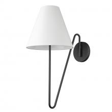  3690-A1W NB-IL - Kennedy 1 Light Articulating Wall Sconce in Natural Black with Ivory Linen Shade